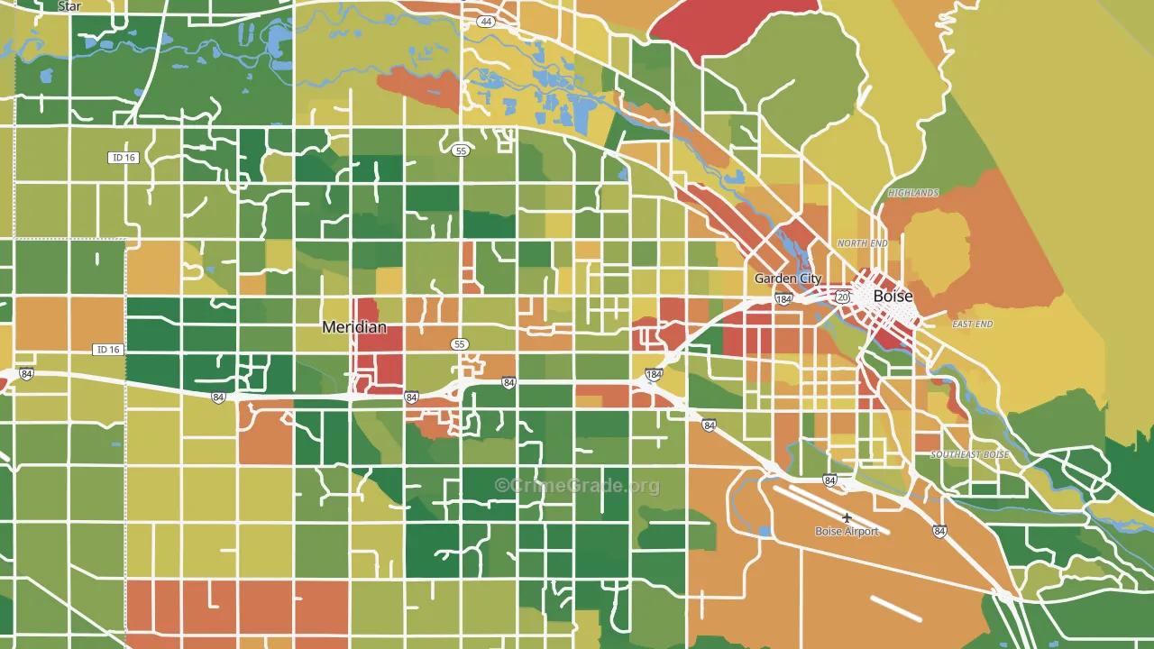 Ada County, ID Map of Robbery Rates