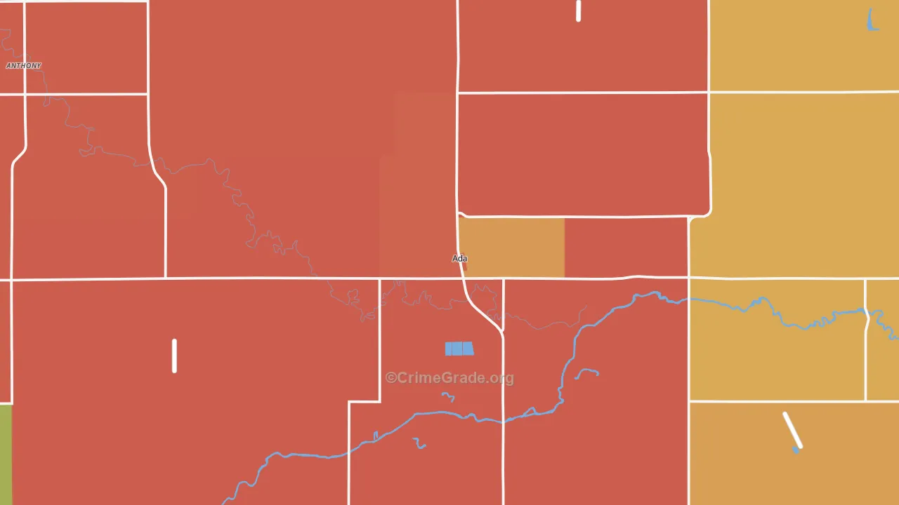 Ada, MN Map of Robbery Rates