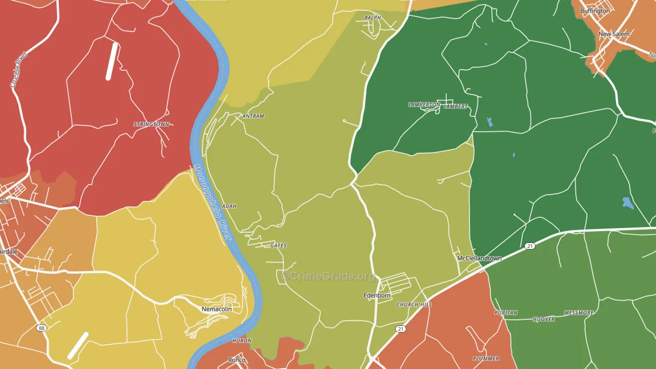 Adah, PA Map of Robbery Rates