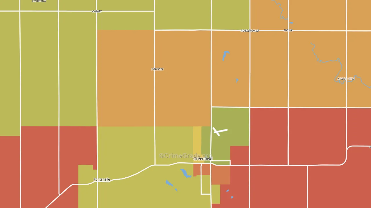 Adair County, IA Map of Robbery Rates