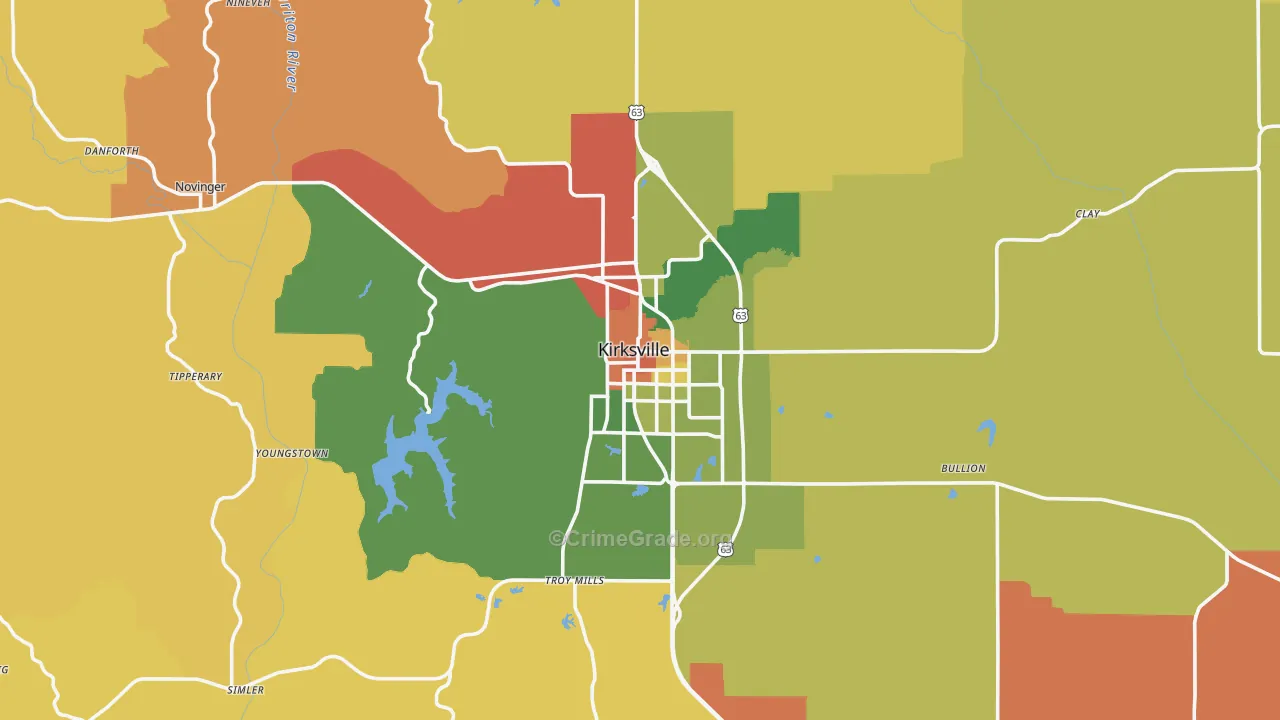 Adair County, MO Map of Robbery Rates