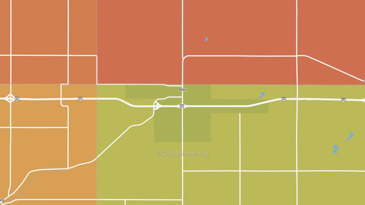 Adair, IA Map of Robbery Rates