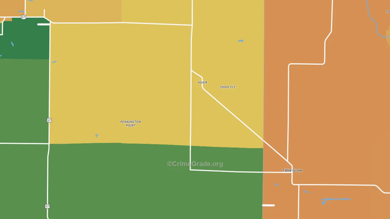 Adair, IL Map of Robbery Rates