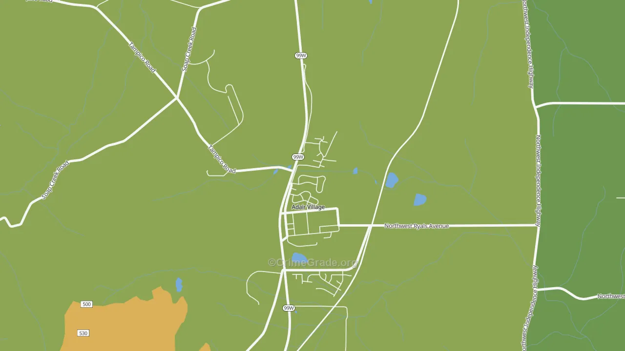Adair Village, OR Map of Robbery Rates