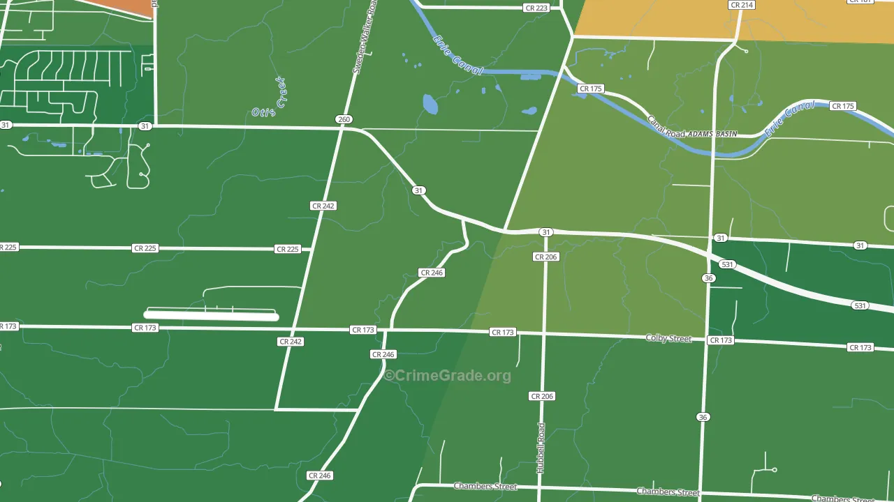 Adams Basin, NY Map of Robbery Rates