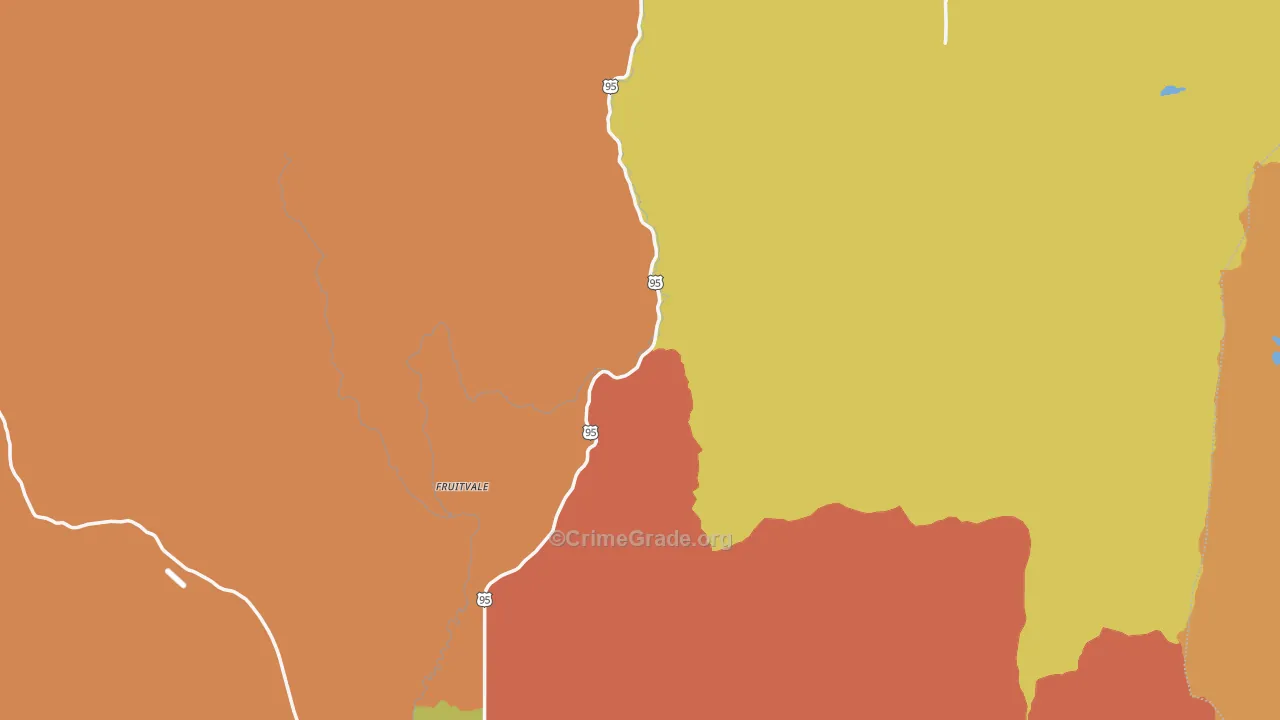 Adams County, ID Map of Robbery Rates