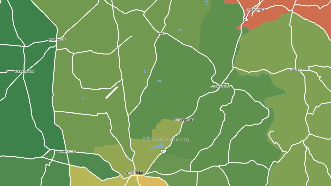 Adams County, OH Map of Robbery Rates