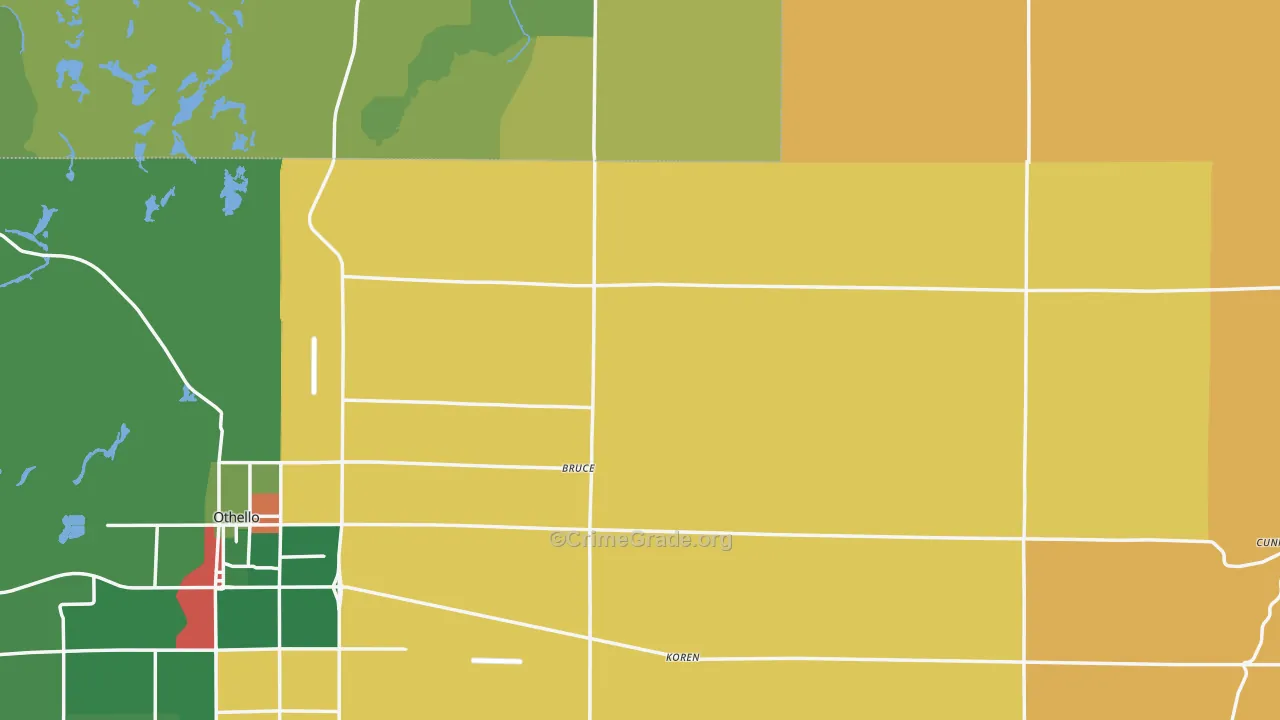 Adams County, WA Map of Robbery Rates