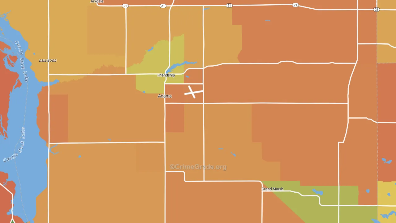 Adams County, WI Map of Robbery Rates