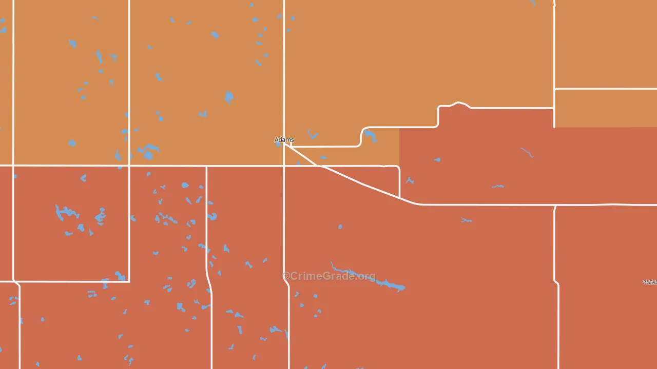 Adams, ND Map of Robbery Rates
