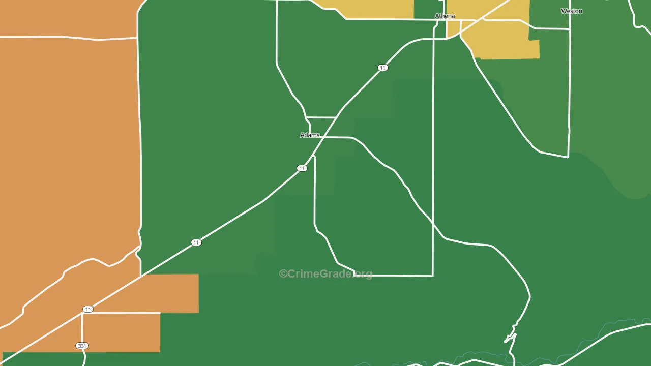 Adams, OR Map of Robbery Rates