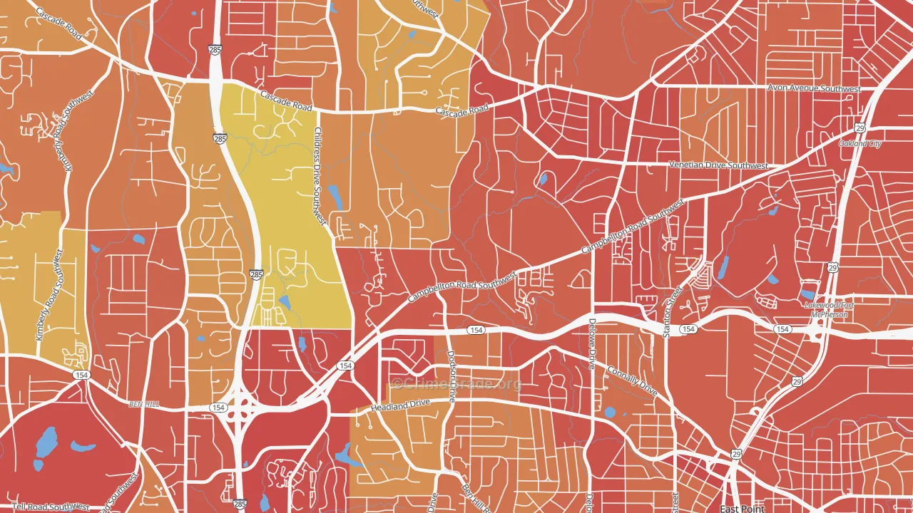 Adams Park, Atlanta, GA Map of Robbery Rates