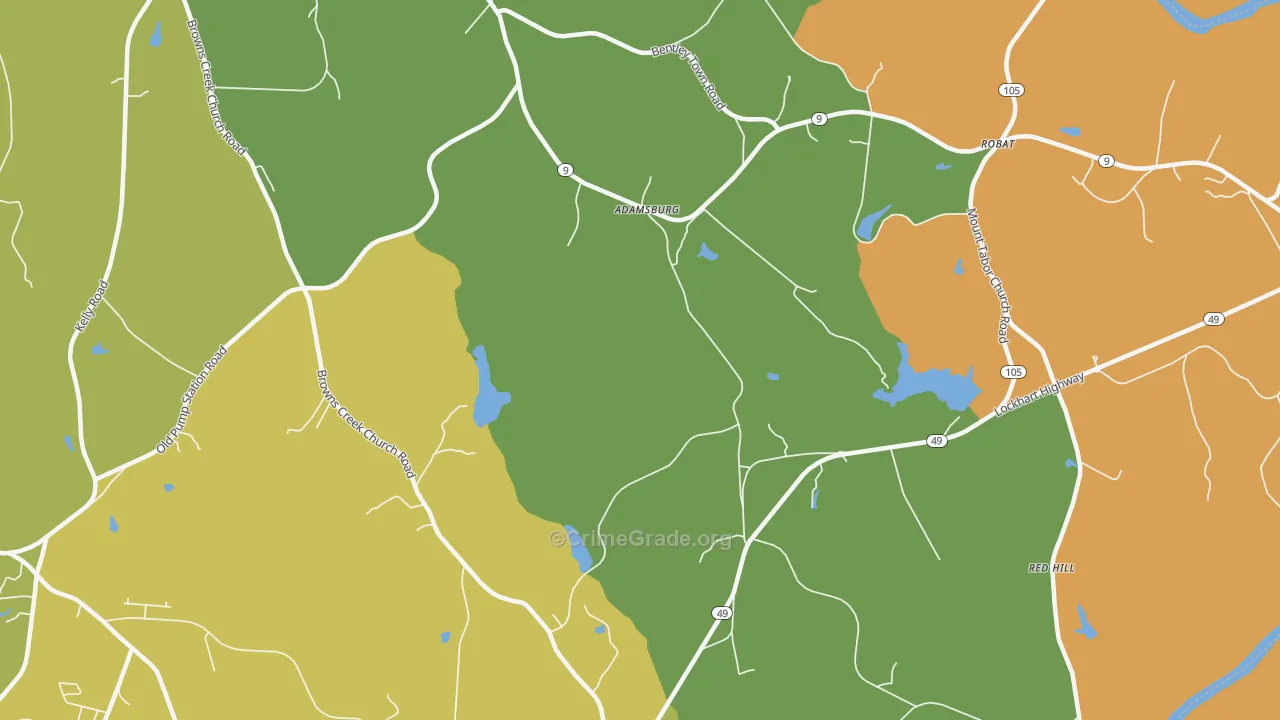 Adamsburg, SC Map of Robbery Rates