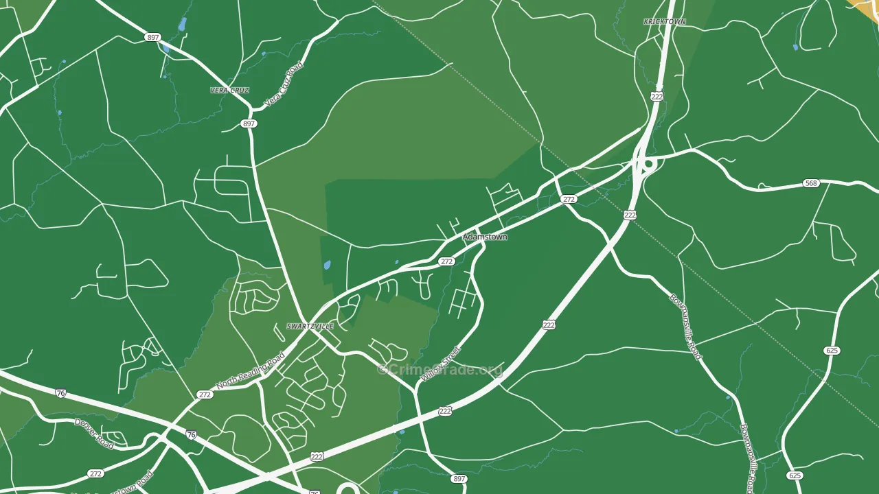 Adamstown, PA Map of Robbery Rates