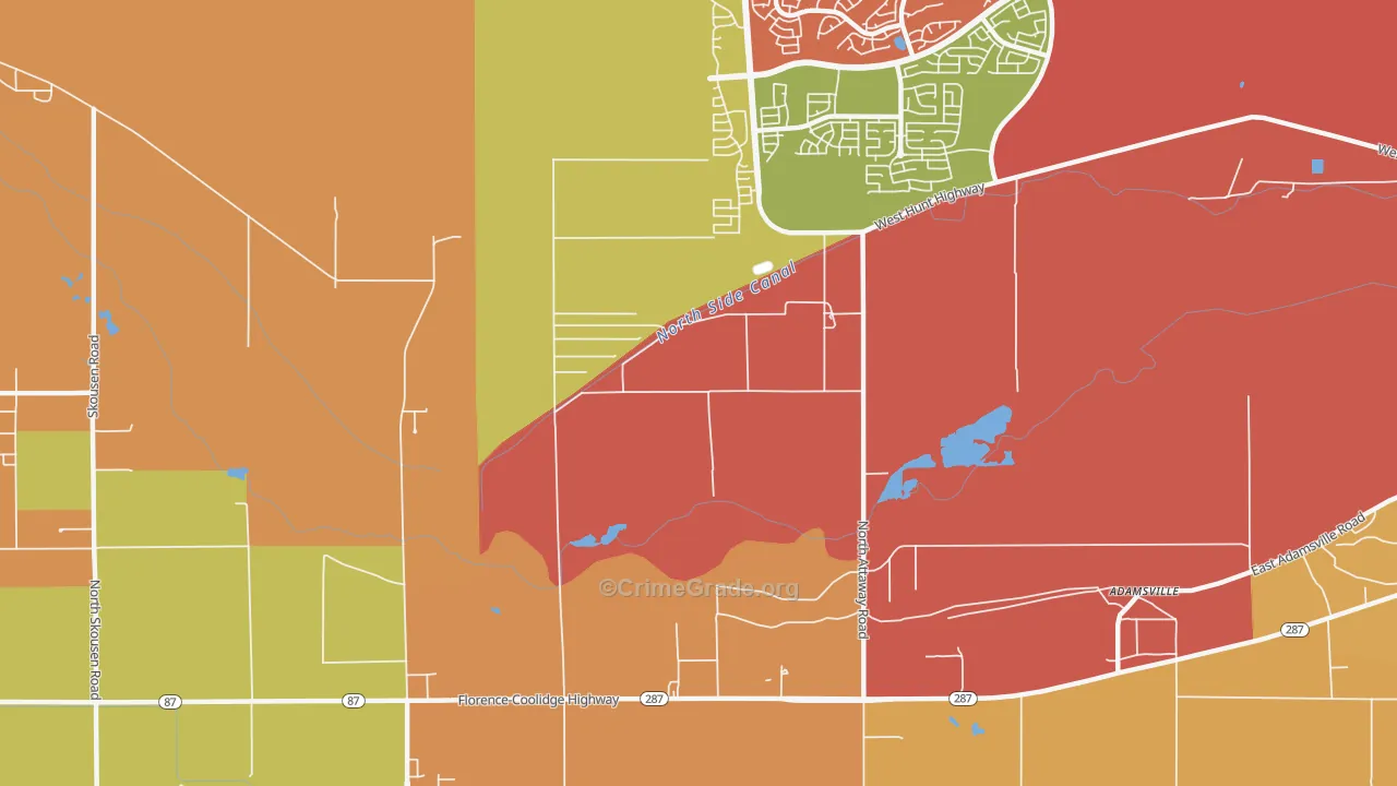 Adamsville, AZ Map of Robbery Rates