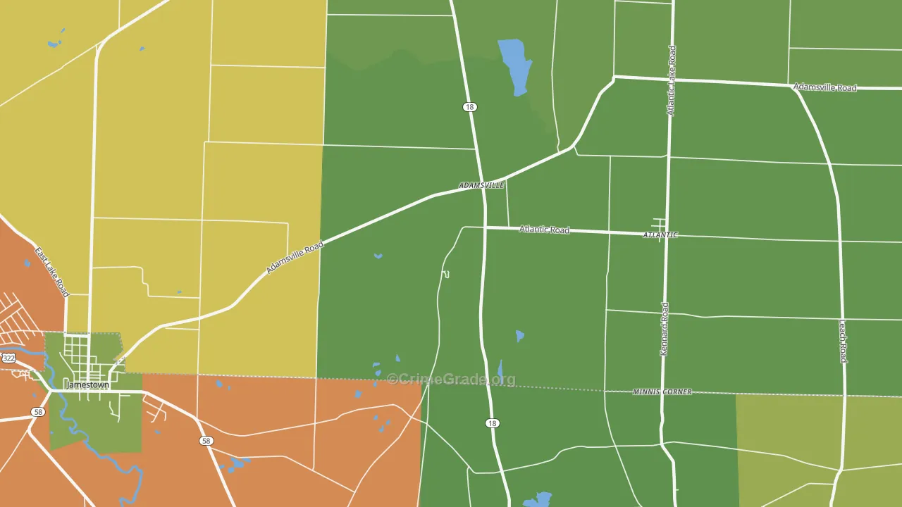 Adamsville, PA Map of Robbery Rates
