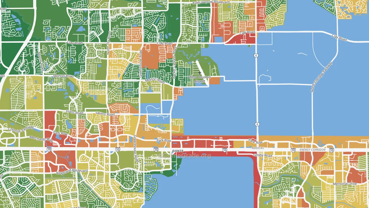 Addicks-Park ten, Houston, TX Map of Robbery Rates