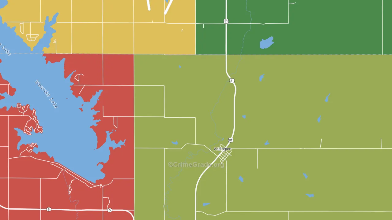 Addington, OK Map of Robbery Rates