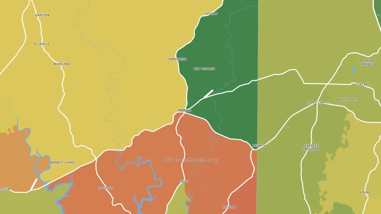 Addison, AL Map of Robbery Rates