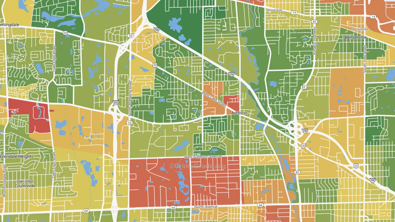 Addison, IL Map of Robbery Rates