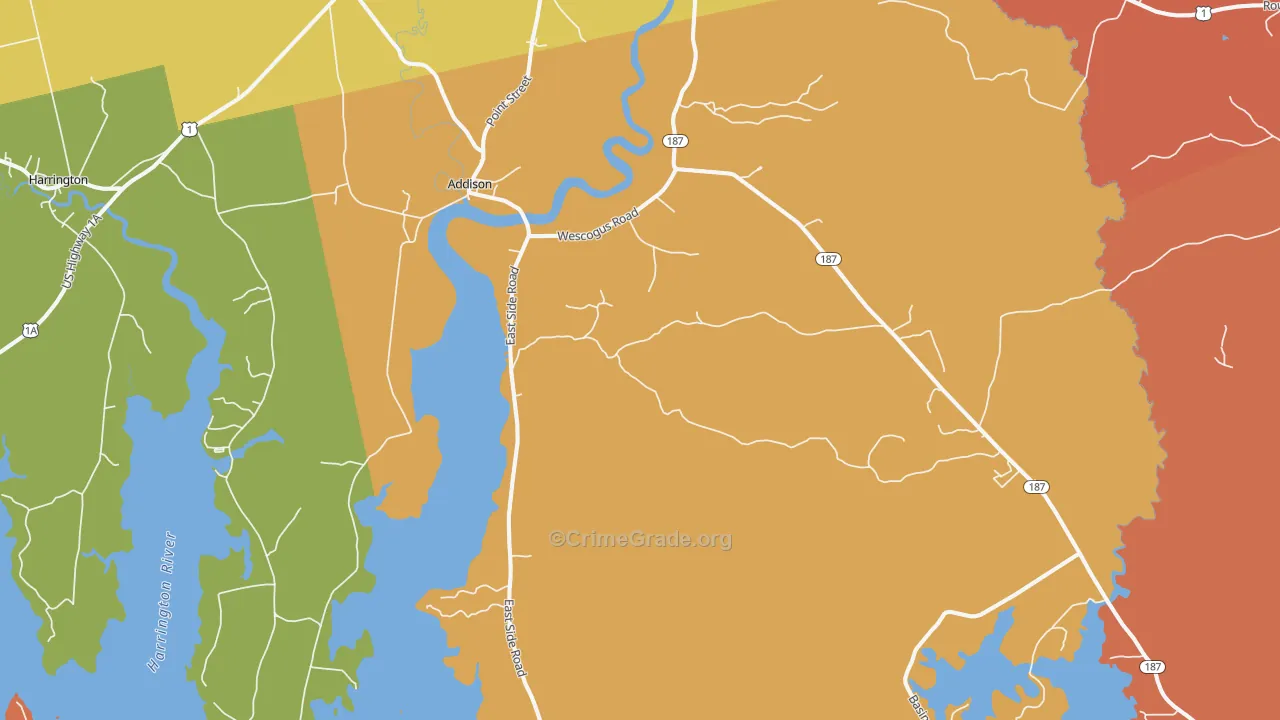 Addison, ME Map of Robbery Rates