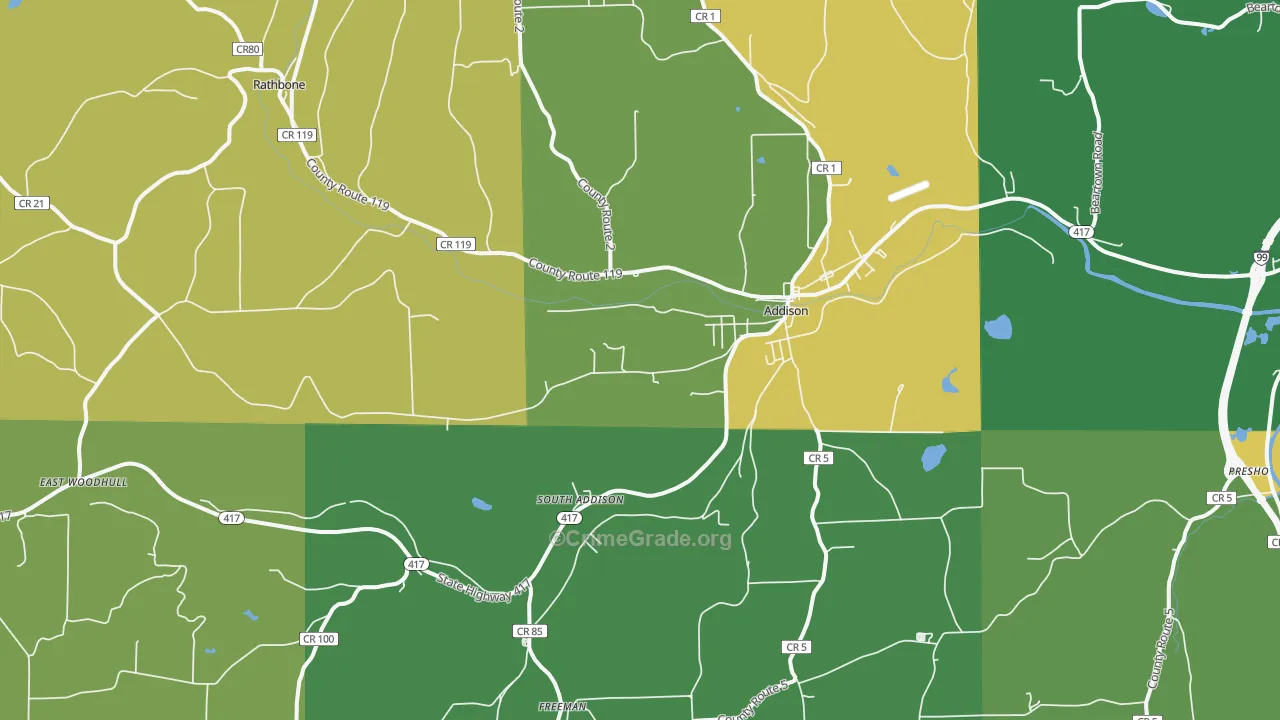 Addison, NY Map of Robbery Rates