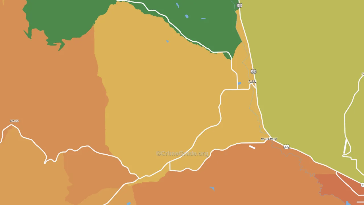 Addy, WA Map of Robbery Rates