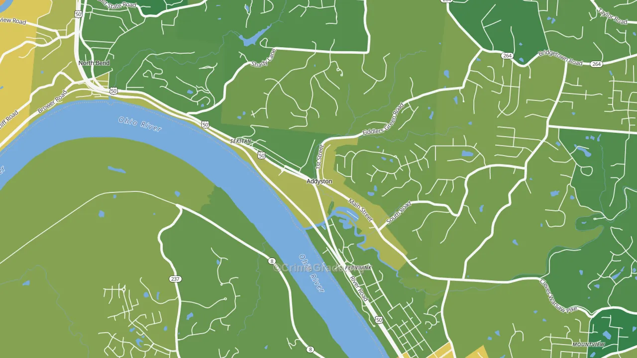 Addyston, OH Map of Robbery Rates