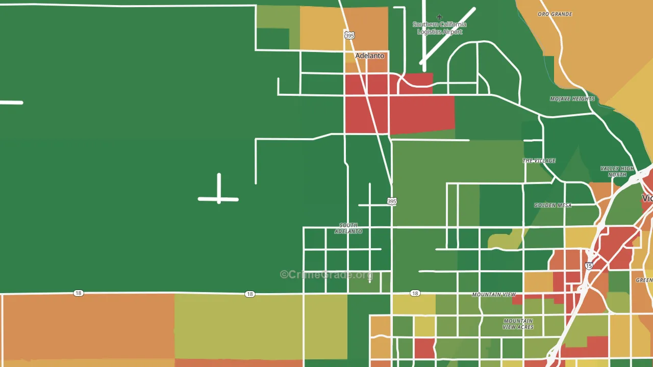 Adelanto, CA Map of Robbery Rates