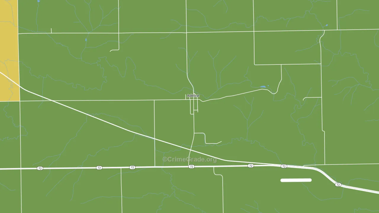 Adeline, IL Map of Robbery Rates