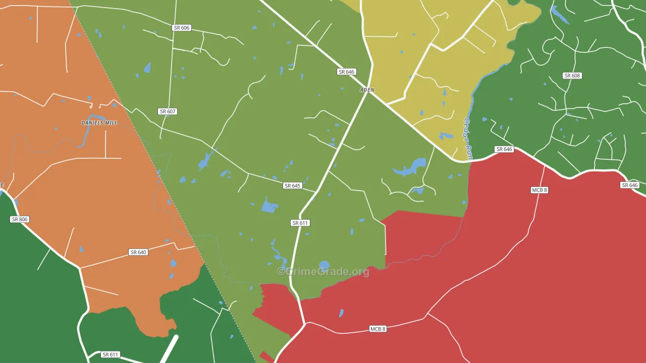 Aden, VA Map of Robbery Rates