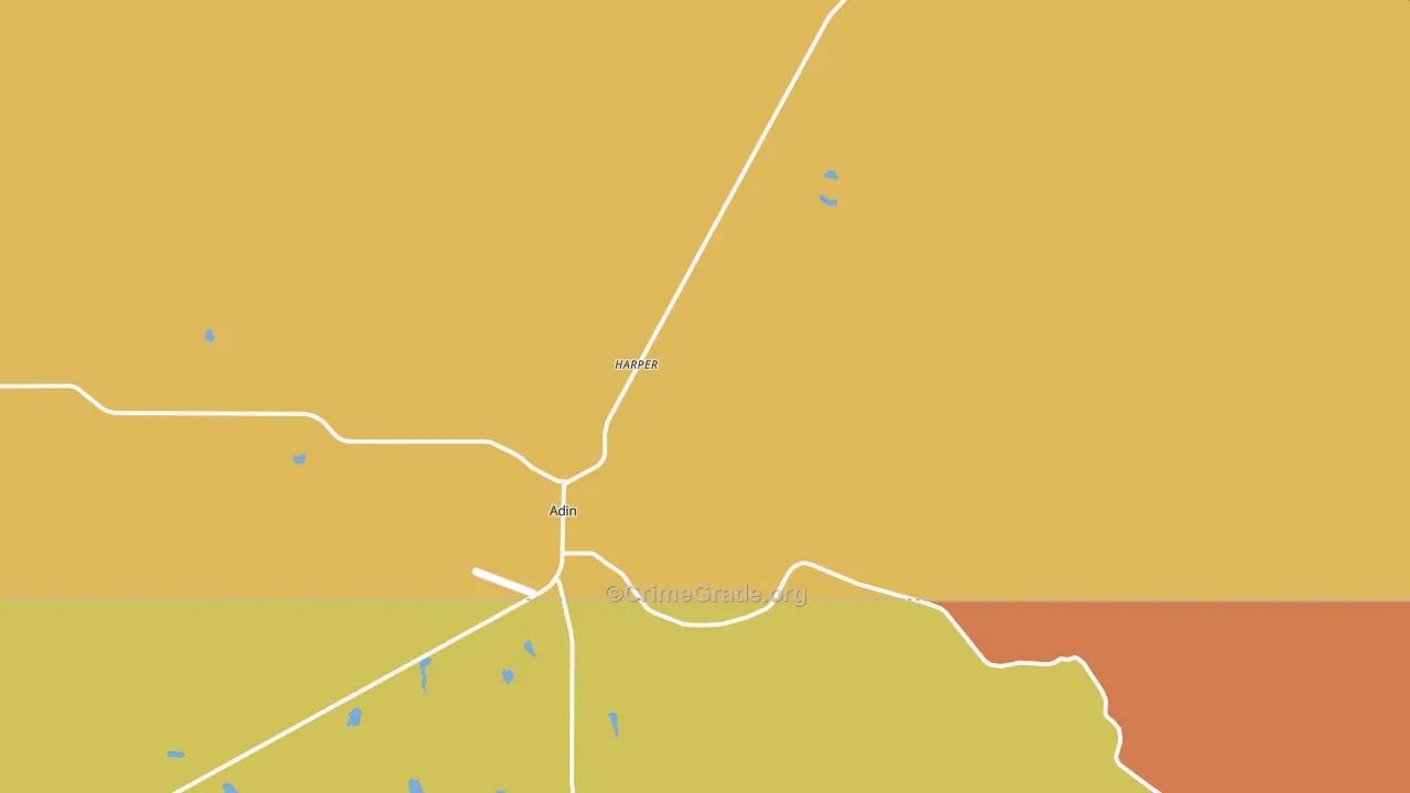Adin, CA Map of Robbery Rates