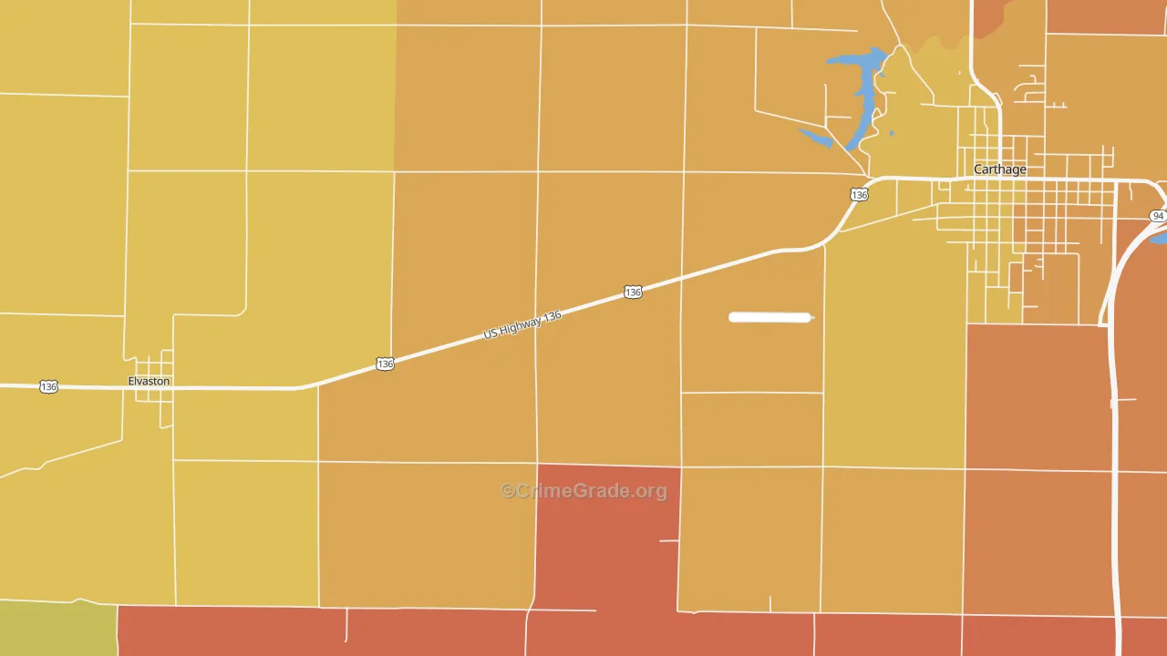 Adrian, IL Map of Robbery Rates