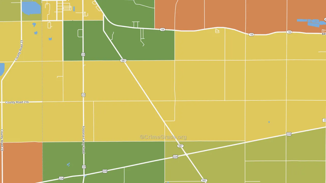 Adrian, OH Map of Robbery Rates