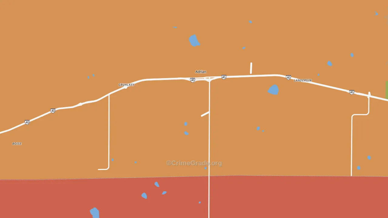 Adrian, TX Map of Robbery Rates