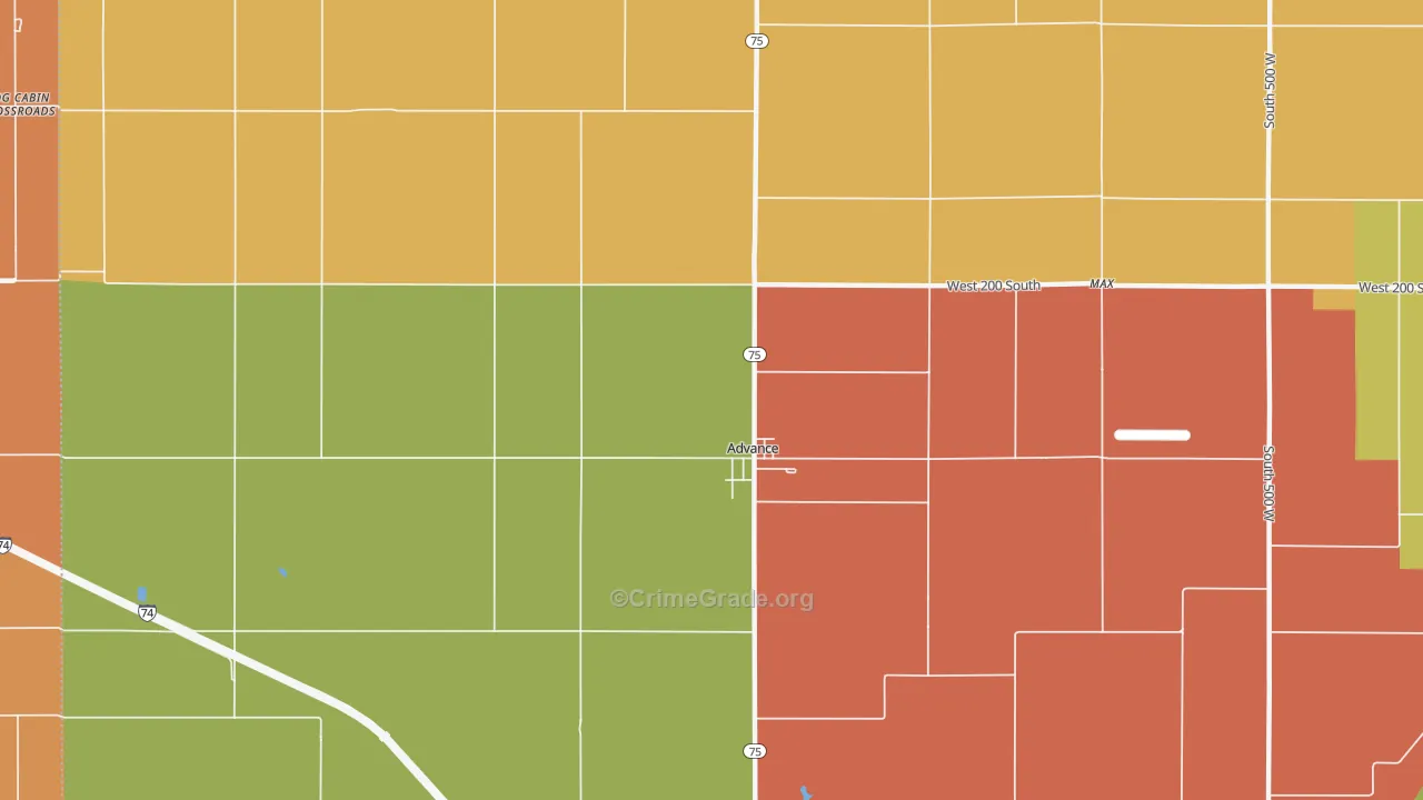 Advance, IN Map of Robbery Rates