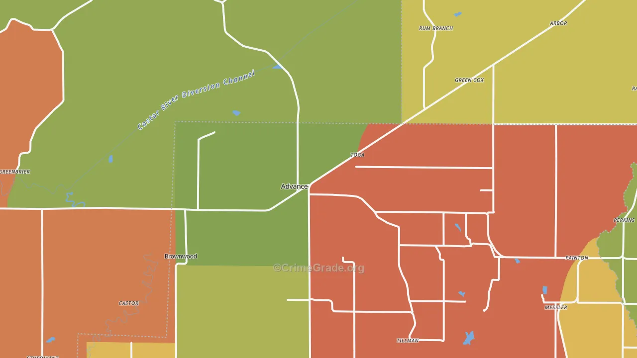Advance, MO Map of Robbery Rates