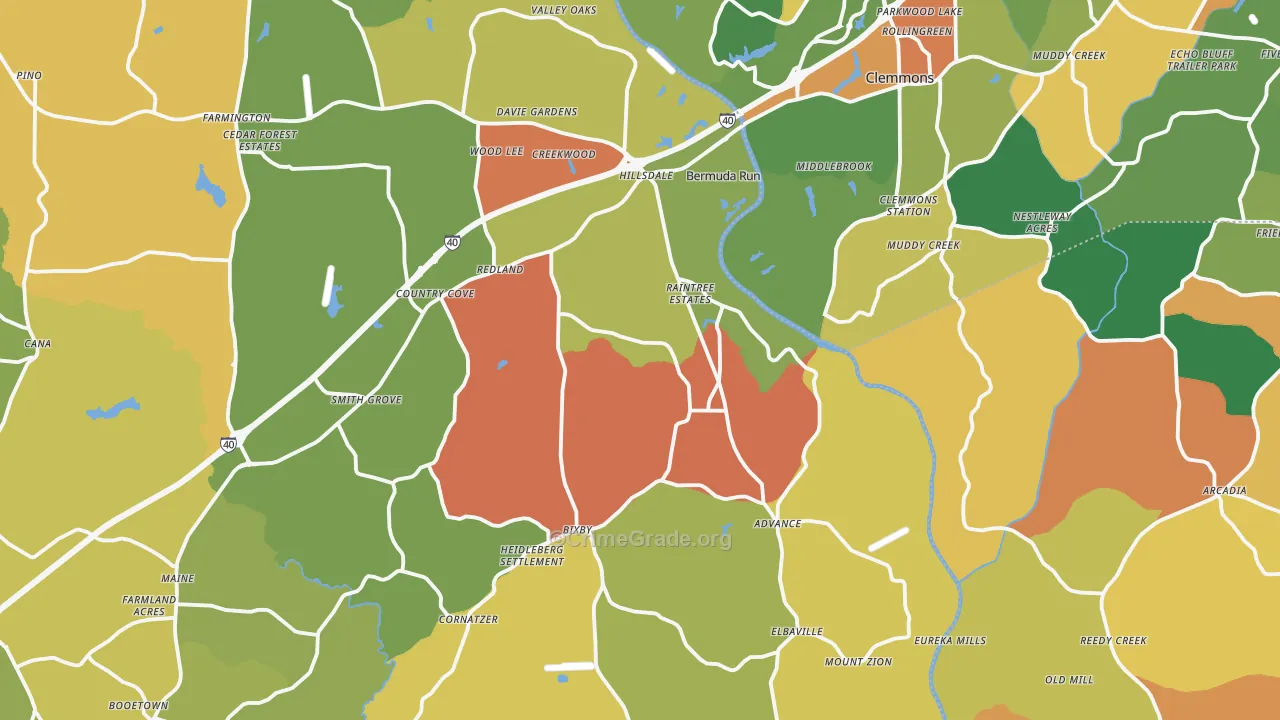 Advance, NC Map of Robbery Rates