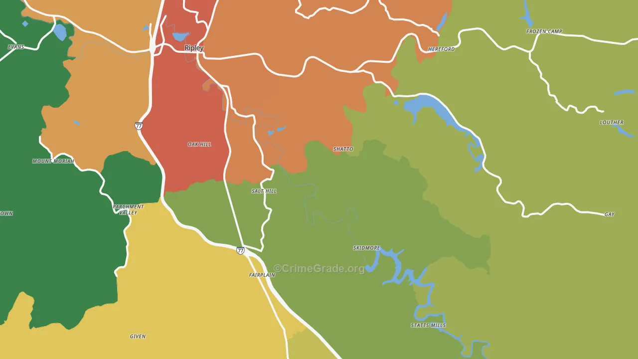 Advent, WV Map of Robbery Rates