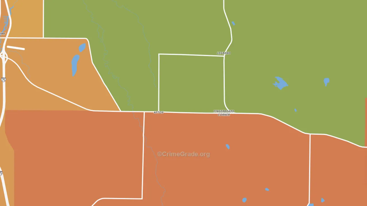 Afton, MI Map of Robbery Rates
