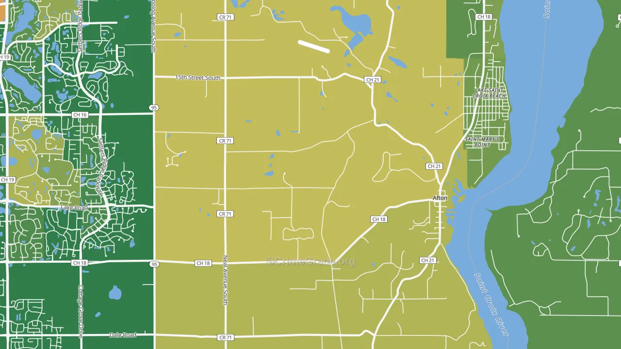 Afton, MN Map of Robbery Rates