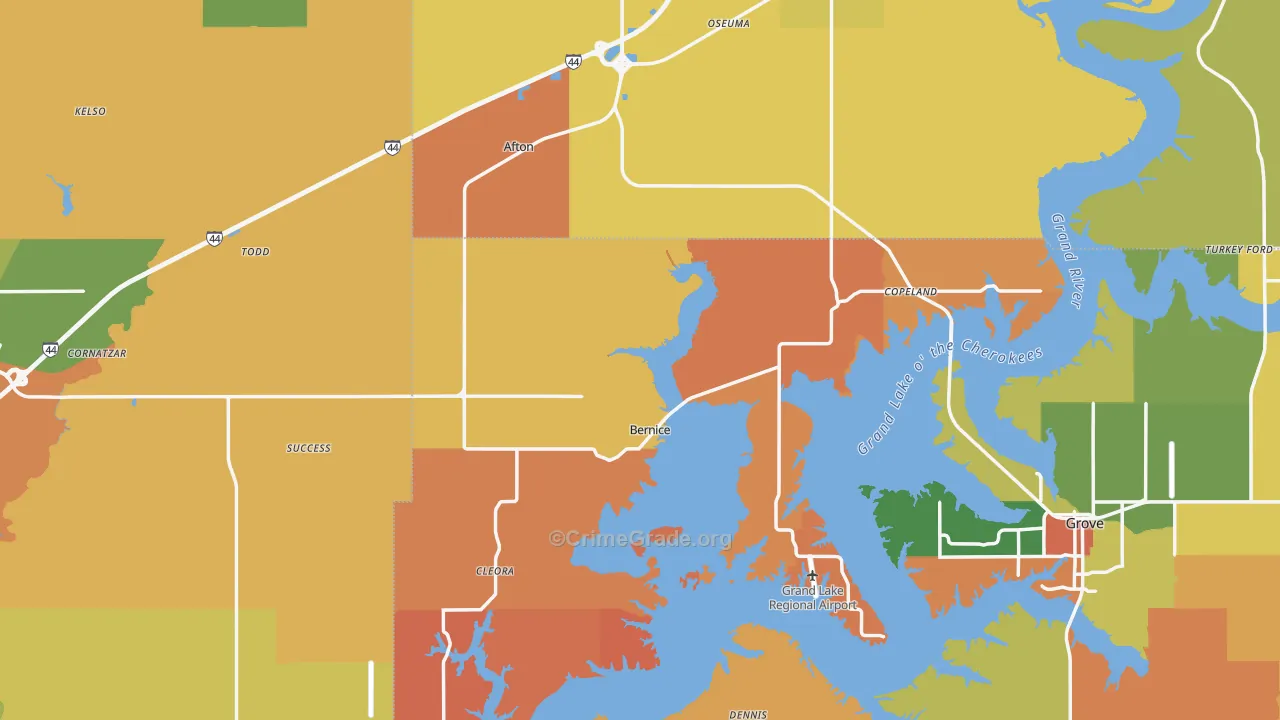 Afton, OK Map of Robbery Rates