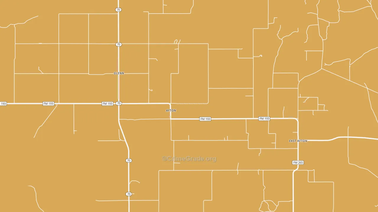 Afton, TX Map of Robbery Rates
