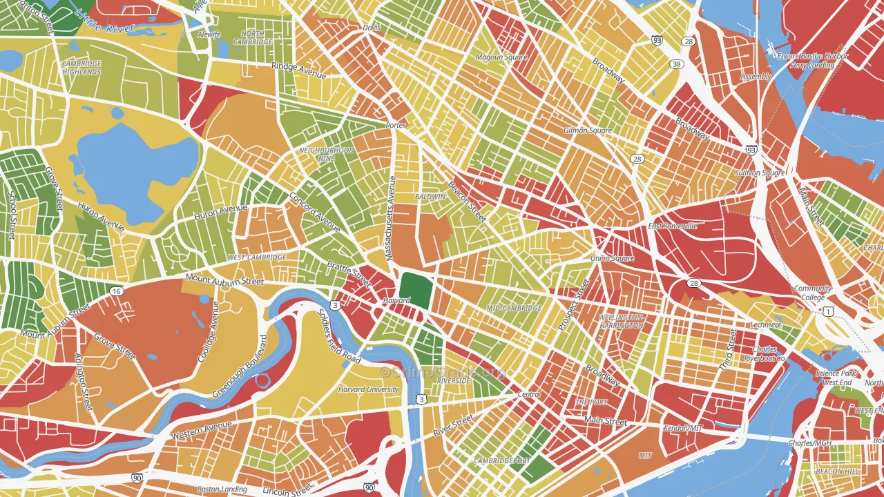 Aggasiz-Harvard, Cambridge, MA Map of Robbery Rates