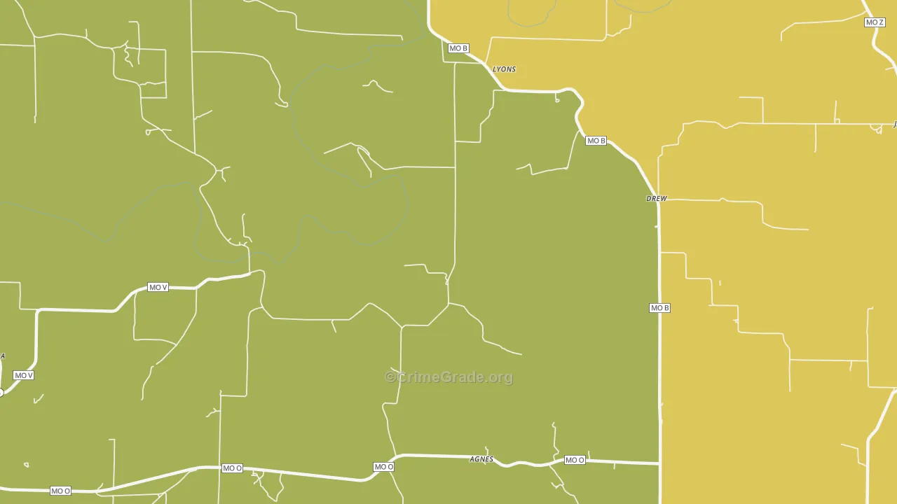 Agnes, MO Map of Robbery Rates