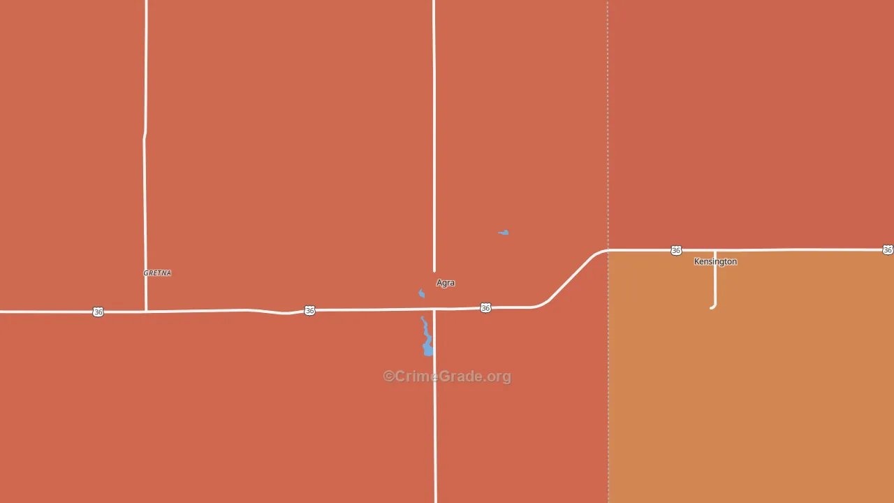 Agra, KS Map of Robbery Rates