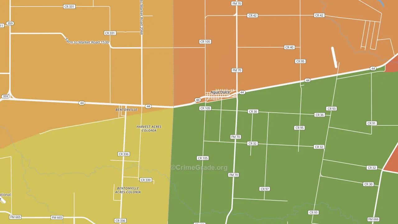Agua Dulce, TX Map of Robbery Rates