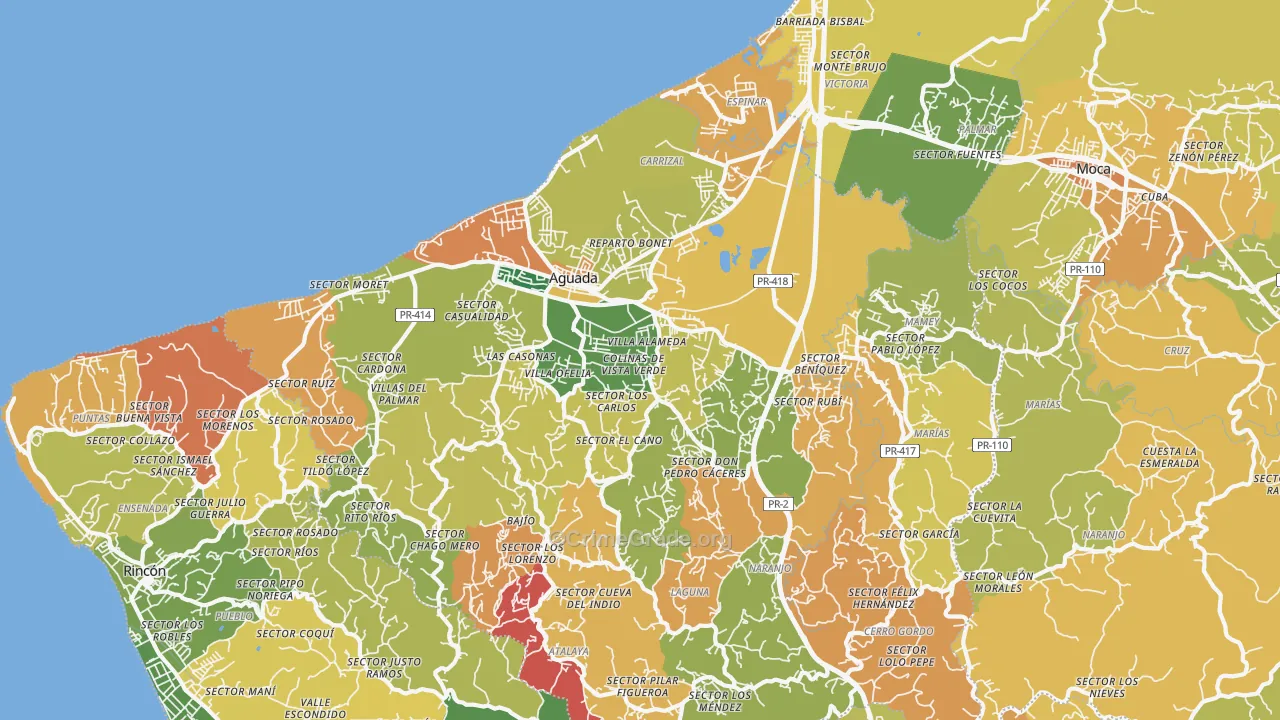 Aguada, PR Map of Robbery Rates