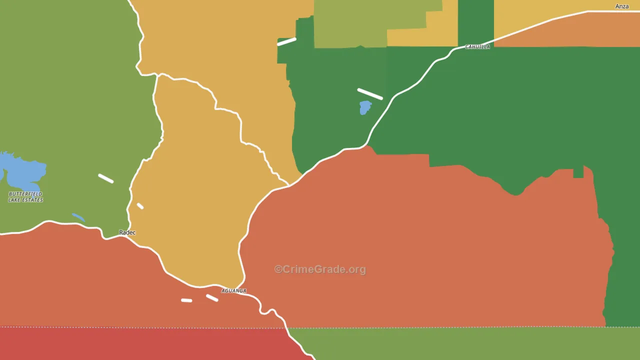 Aguanga, CA Map of Robbery Rates