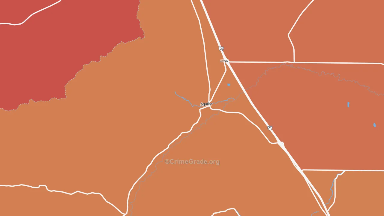 Aguilar, CO Map of Robbery Rates